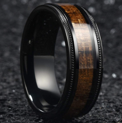 Wood Grain Stainless Steel Ring Design