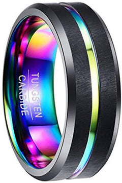 Tungsten Steel Colorful Rainbow Ring