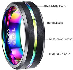 Tungsten Steel Colorful Rainbow Ring