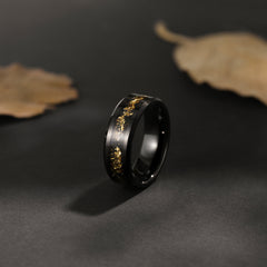 8mm Black Tungsten Ring w/ 24K Gold Flakes