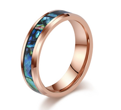 Tungsten Steel Ring Blue Gems & Gold