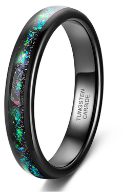 Turquoise Star Dust 4MM Wide Surface Tungsten Ring