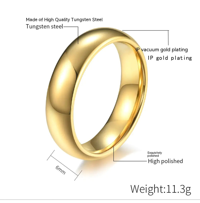 18K Gold Plated Tungsten Ring - Simple Unisex Design