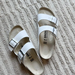 Casual Genuine Leather Cork Sole Slide-On Sandals