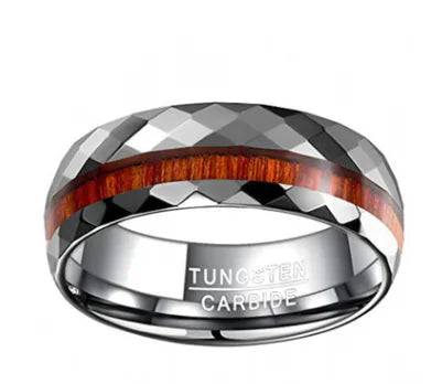 Original Color Tungsten Ring with Wood Inlay for Men