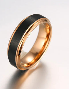 Double Groove Black Electroplated Tungsten Ring