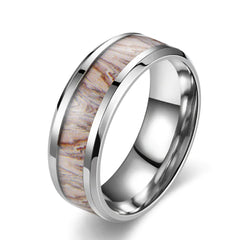 White Wood Grain Tungsten Ring for Couples Engagement