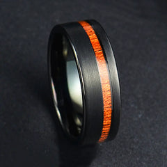 Stainless Steel or Tungsten Ring w/ Mahogany Inlay