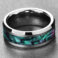 Mother of Pearl Inlay Tungsten Wedding Ring