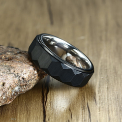Stylish 7mm Black Tungsten Hexagon Men's Ring