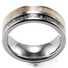 Black Silver Antlers Fashion Tungsten Ring