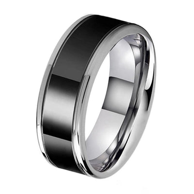 Black Tungsten Center w/ Silver Polished Rim