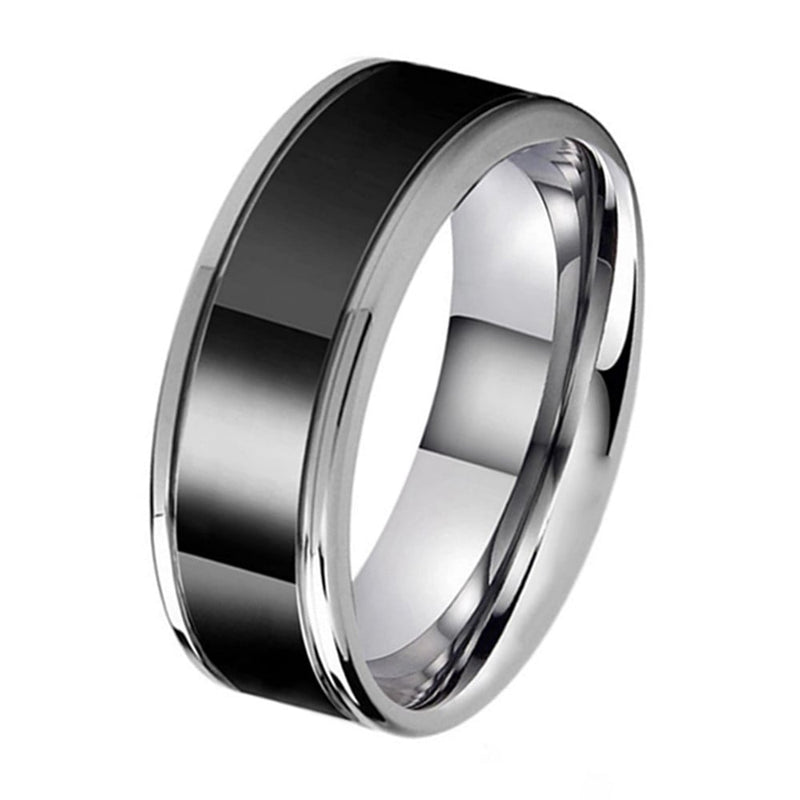 Black Tungsten Center w/ Silver Polished Rim