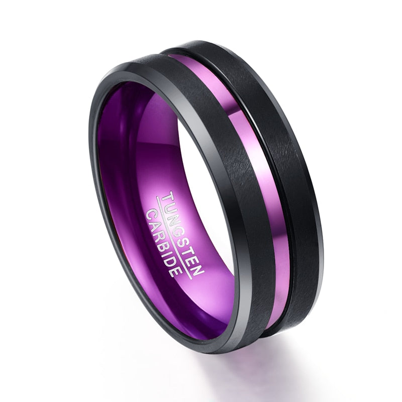 Purple Tungsten Carbide Ring for Men