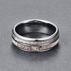 Tungsten Carbide Men's Ring with Antler Design