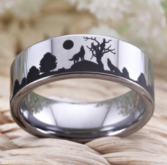 Wolf Design Women's Ring & Men's Wedding Band 8mm Tungsten