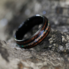 Men's Wide Black Curved Tungsten Steel Ring