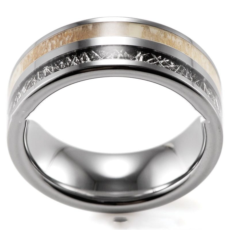 Black Silver Antlers Fashion Tungsten Ring