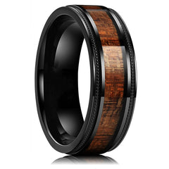 Wood Grain Stainless Steel Ring Design