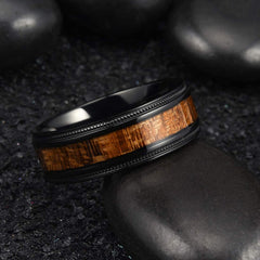 Wood Grain Stainless Steel Ring Design
