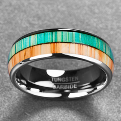 Tungsten Steel Two-Tone Wood Grain 8mm Ring