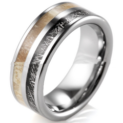 Black Silver Antlers Fashion Tungsten Ring