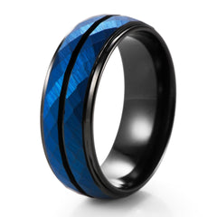 Tungsten Black & Blue Men's 8mm Wide Trimming Ring