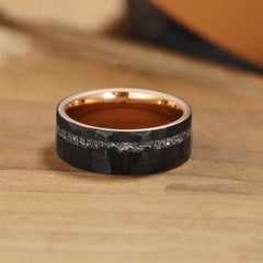 Men's Tungsten Steel Ring with Meteorite Inlay