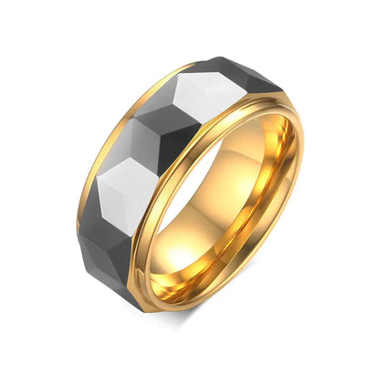 Black or Gold Geometric Tungsten Ring