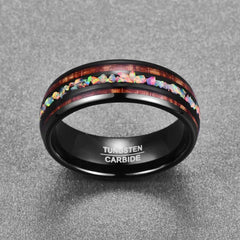 Black Tungsten Ring for Men - Shell Design