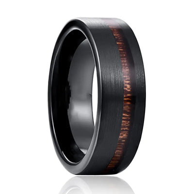 Acacia Wood Inlaid Tungsten Ring for Men & Women