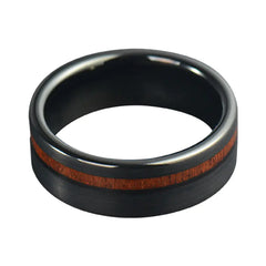 Stainless Steel or Tungsten Ring w/ Mahogany Inlay