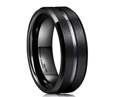 Black Tungsten Ring, Dual-Sided Matte Finish for Men