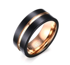 Tungsten Steel Ring, 8MM Men's Black Rose Ring